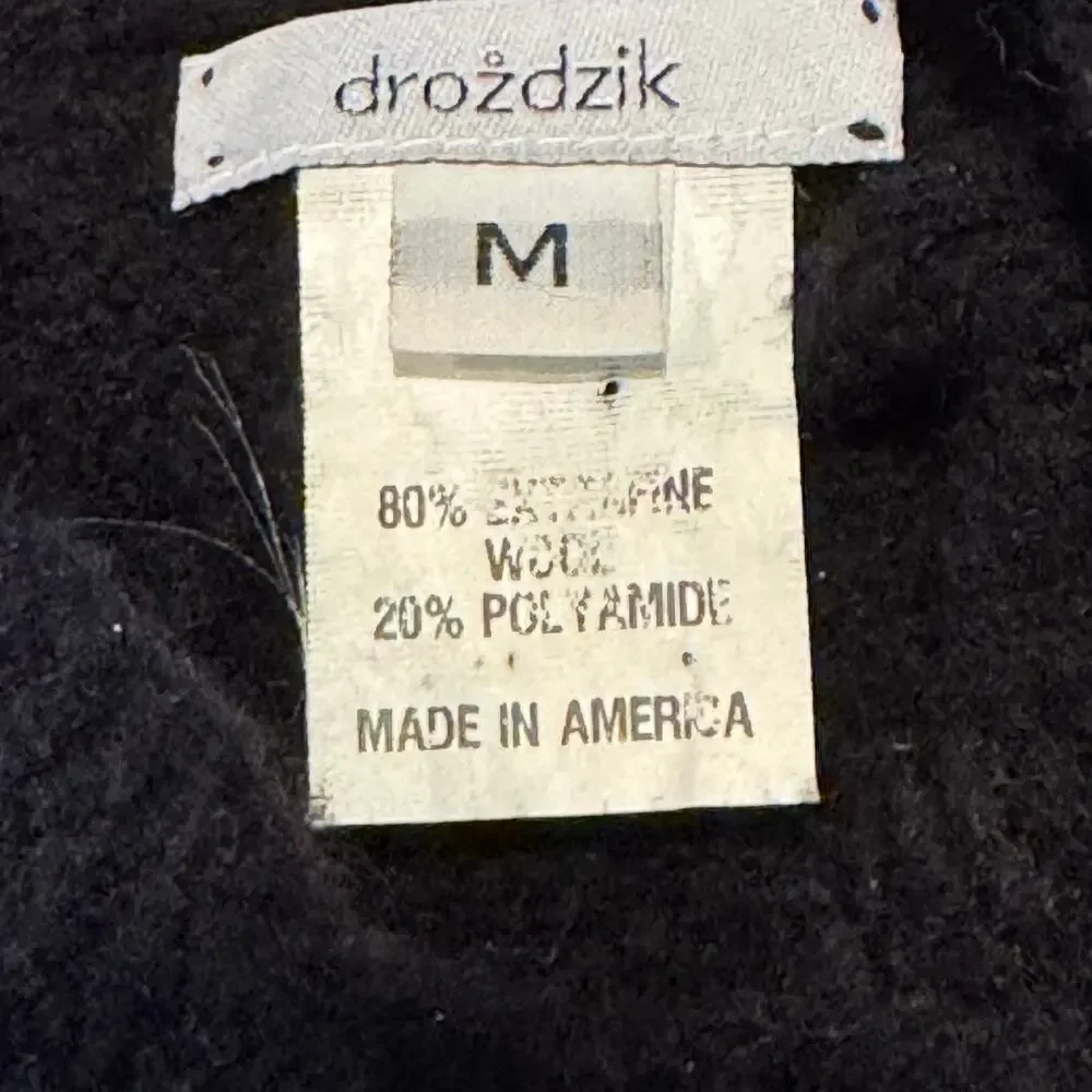 Drozdzik Wool Blend Textured Cowl Neck Bracelet Sleeves Made in America Sweater